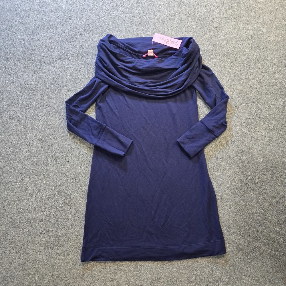 Lilly Pulitzer Dress Womens Small Blue Belinda Off Shoulder Knit Classic Casual